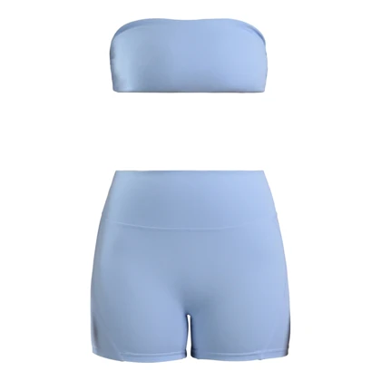 ست دکلته و کشاله بند ورزشی زنانه مدل ES927 آبی روشن