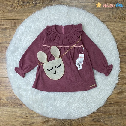 ست پیراهن مخمل دخترانه و کیف 3 تا 5 سال