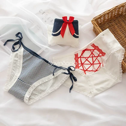 شورت زنانه نخی طرح سورمه ای روبان دار ( سایز 38-42)