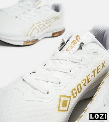 کفش کتانی مردانه سفید طلایی ASICS GORETEX مدل 5226