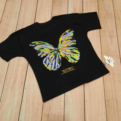 کراپ طرح پروانه دخترانه-تیشرت کوتاه