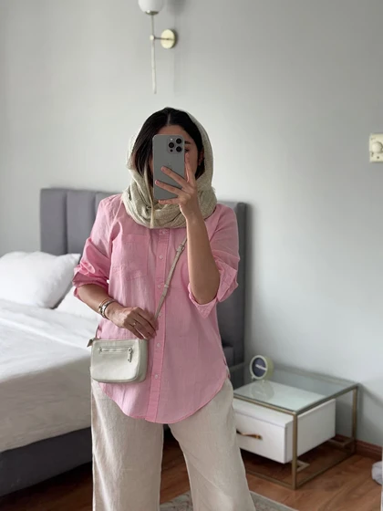 شومیز لینن صورتی CH655