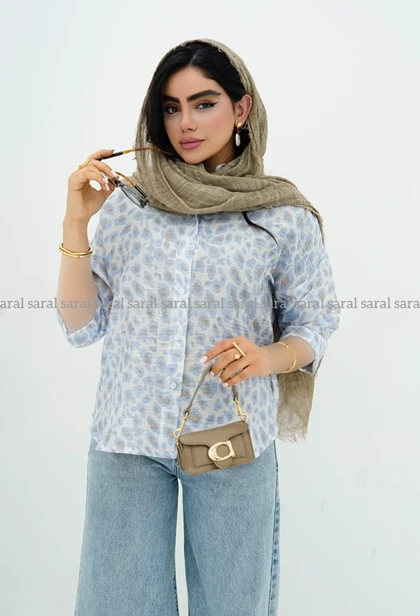 شومیز پلنگی آستین پاکتی