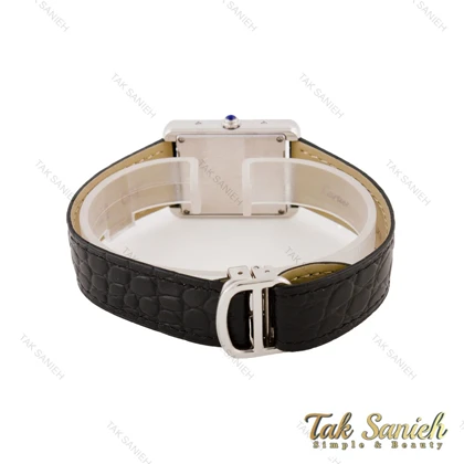 ساعت کارتیر تانک زنانه بند چرم مشکی طرحدار Cartier-5591-L