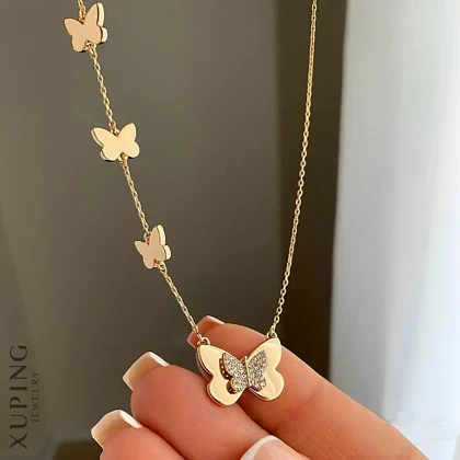گردنبند ظریف پروانه ژوپینگ نگین‌دار با طراحی خاص و جذاب Xuping