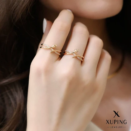 انگشتر ژوپینگ طلایی طرح مار نگین‌دار فری سایز