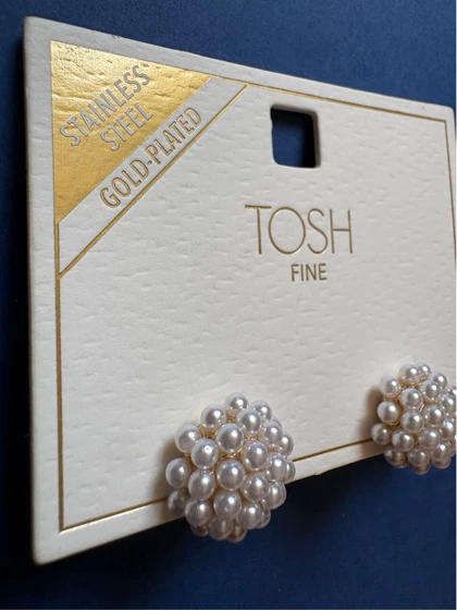 گوشواره میخی مرواریدی با آبکاری طلا برند TOSH FINE