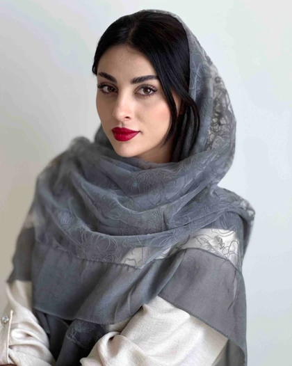 روسری پیچک رنگ طوسی
