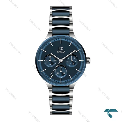 ساعت انزو اورجینال EC-2188AVG سه موتوره سرمه ای Enzo-8149-G