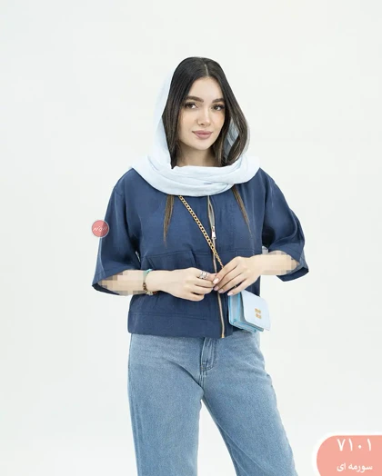 شومیز شیشه ای طرح جیب 7101 | الینور
