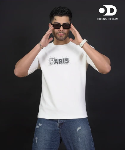 تیشرت سفید PARIS باکسی لش مستر کوالیتی کیفیت فوق استثنایی اورجینال دیلم