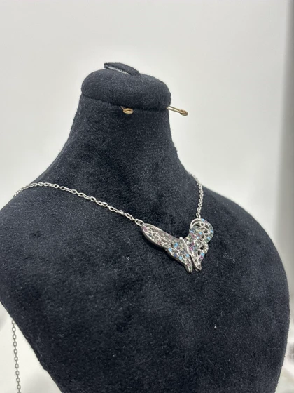 گردنبند نقره زنانه طرح پروانه 974