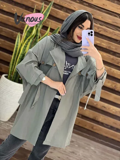 مانتو لینن دکمه چوبی