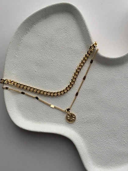 گردنبند 2 لاین طلایی