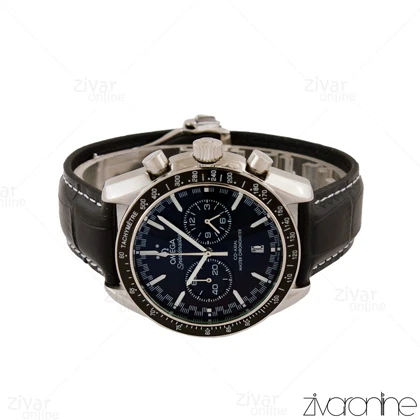 ساعت امگا اسپیدمستر مردانه سه موتوره نقره ای بند چرم مشکی 105217