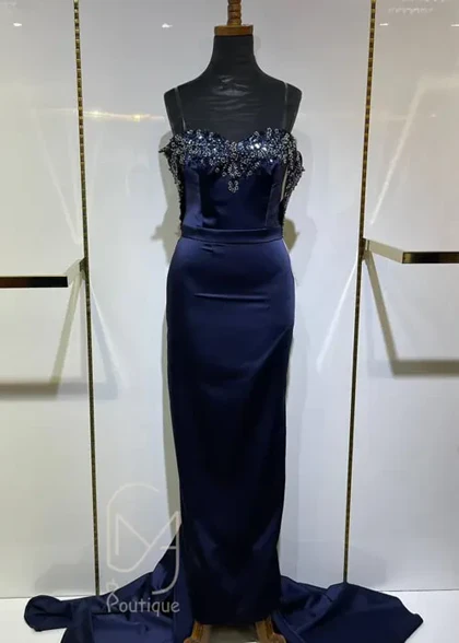 پیراهن ماکسی ساتن دنباله دار