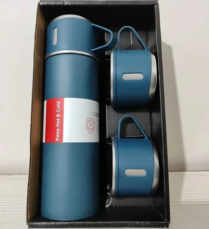 ست فلاسک وکیوم استیل سه لیوانه 500 میلی‌لیتر