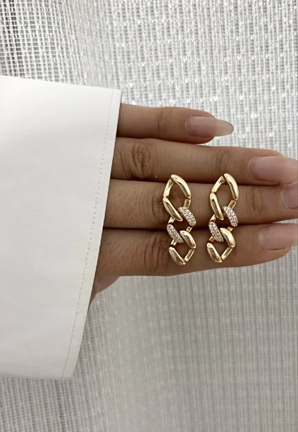گوشواره کارتیه آویز نگین‌دار ژوپینگ 688