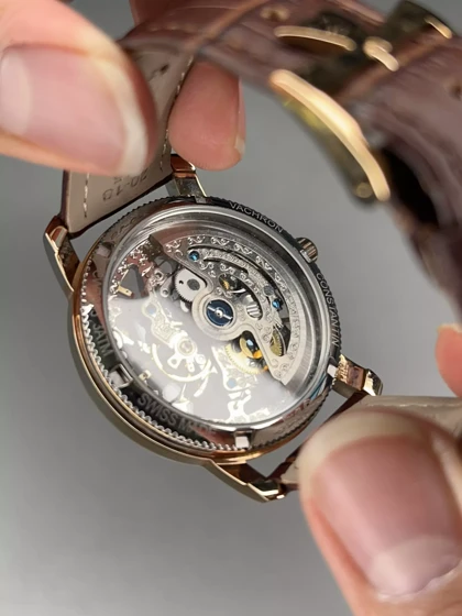 ساعت مچی وشرون کنستانتن صفحه اسکلتون چرمی قهوه ای Vacheron Constantin