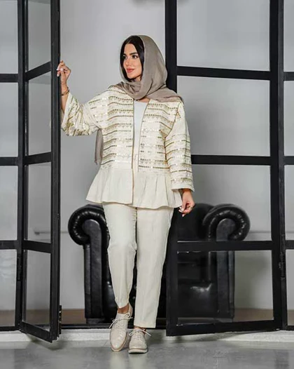کت زنانه مدل لینن دمپا چین خرج کار هندی