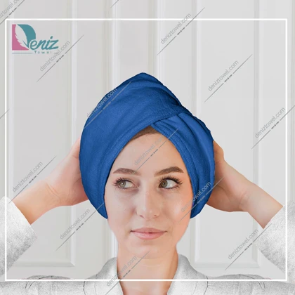حوله سر طرح ساده مدل کلاه پیچ رنگ آبی