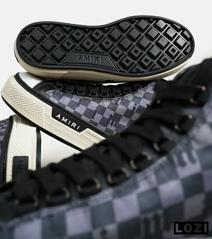 کفش اسنیکرزساق‌دار مشکی خاکستری Amiri Checkered