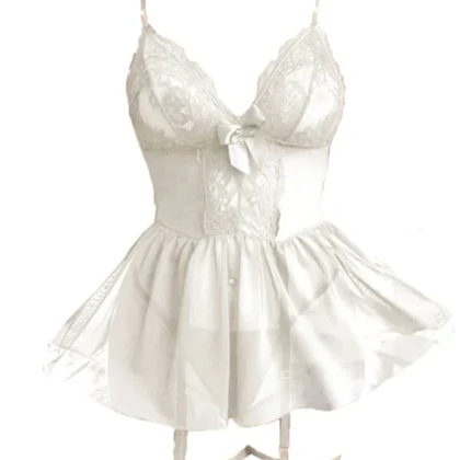 لباس خواب دامن دار زنجیری سفید برند هارنی کد 9032 |