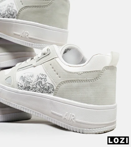 کفش کتانی مردانه طوسی سفید NIKE AirForce Draw