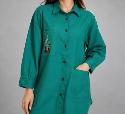 مانتو کتان زنانه طرح کاکتوس گلدوزی کد 173
