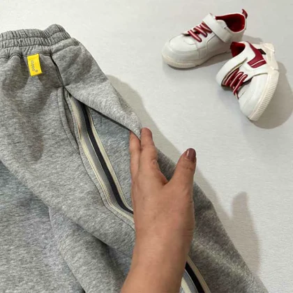 شلوار اسلش طوسی لاینر دار دمپا پیلی