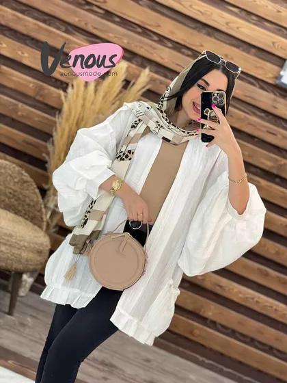 مانتو کتیبه آستین پفی
