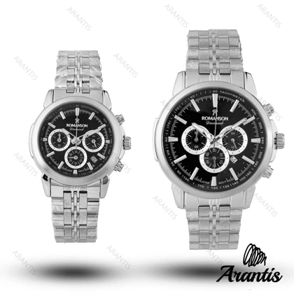 ساعت ست رومانسون diamond سیلور صفحه مشکی s-10213