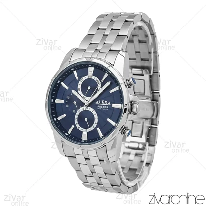 ساعت الکسا پریمیر A0103 مردانه سه موتوره سیلور صفحه سرمه ای 106154