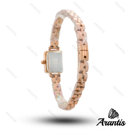 ساعت دنیل ولینگتون زنانه مینی Quadro رزگلد صفحه سبز w-10835