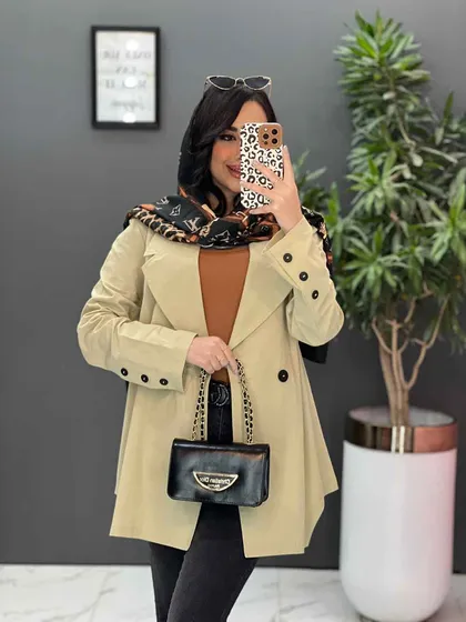 مانتو لینن دودکمه مدل آیریس