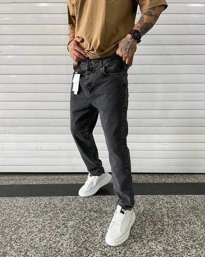 شلوار استریت استایل طوسی ساده ZARA
