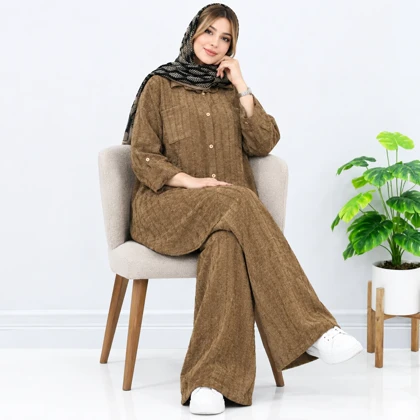 ست مانتو و شلوار زنانه مخمل پاییزی کد 275