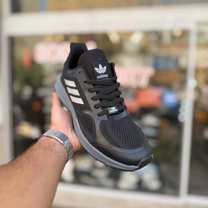 کتانی آدیداس راحتی مشکی طوسی سایز بزرگ کد 5278