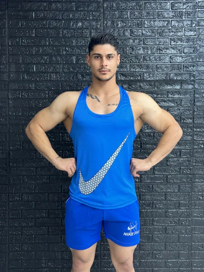 پکیج کد S836 شامل رکابی + شلوارک با تم آبی