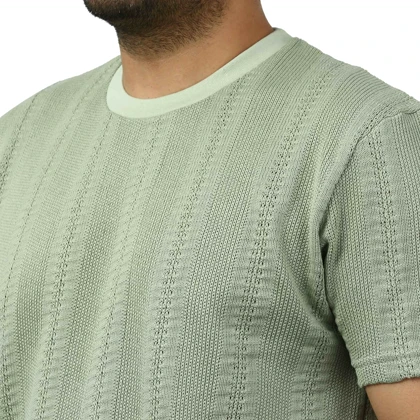 تیشرت آستین کوتاه بافت مردانه سیزر مدل 15512053