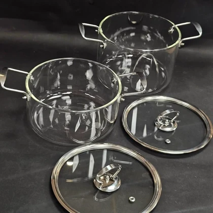 قابلمه پیرکس دسته استیل