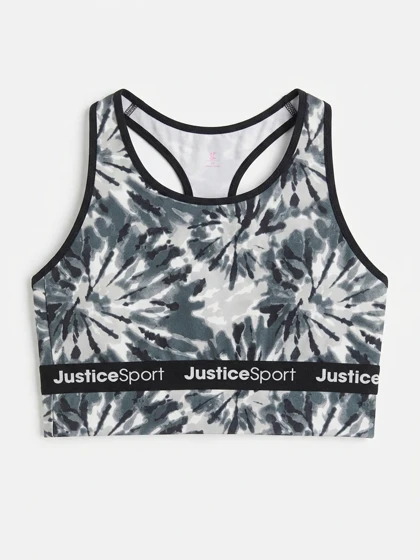 نیم‌تنه ورزشی دخترانه Justice Sport مدل Tie-Dye رنگ زغالی