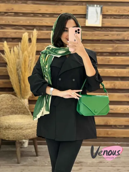 مانتو داکرون چهاردکمه کمردار