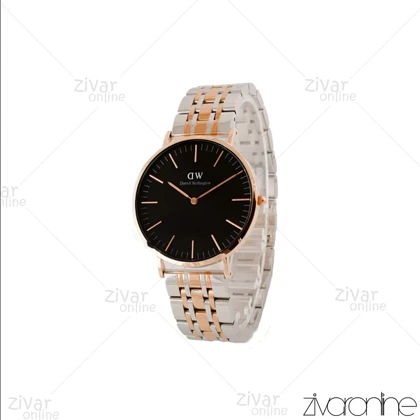 ساعت دنیل ولینگتون مردانه رزگلد نقره ای صفحه مشکی خطی 104429