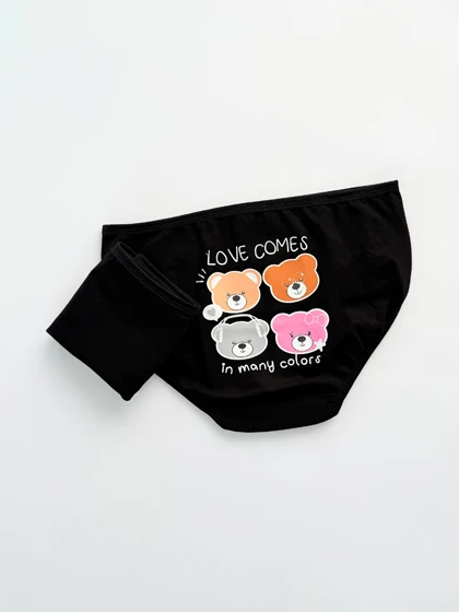 شورت اسلیپ نخ پنبه عروسکی طرح خرس و گل سون Seven