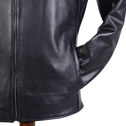 کت چرم مشکی مردانه 185