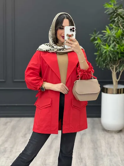 بارانی سرجیب دوبل آستین بنددار