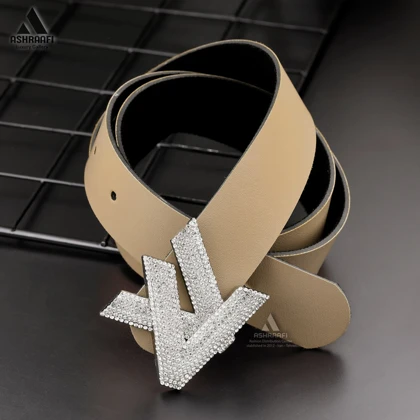 کمربند زنانه نگین‌دار Louis Vuitton Leather Belt BL53