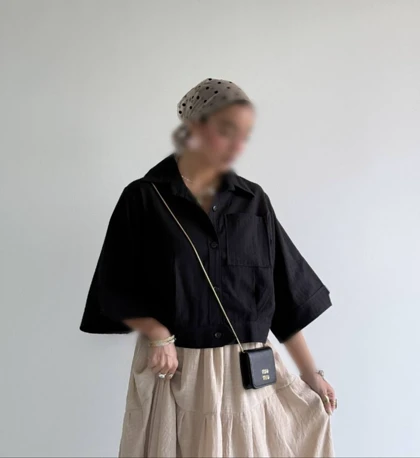 شومیز باکسی تک جیب مدل بهارا کد 50266