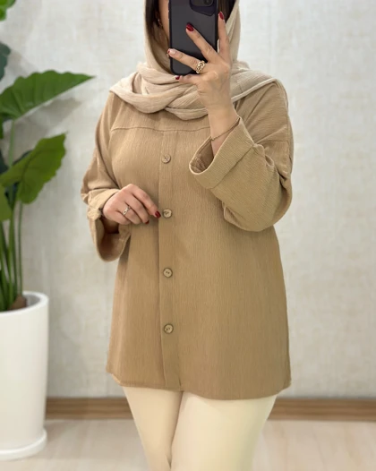 C029- تونیک دکمه چوبی